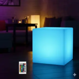 16-Color Remote LED Cube Night Light: Rechargeable Wireless Starry Projector, Portable Mood Lamp for Room Decor, Kids Bedroom, Living Room Ambient Lighting.