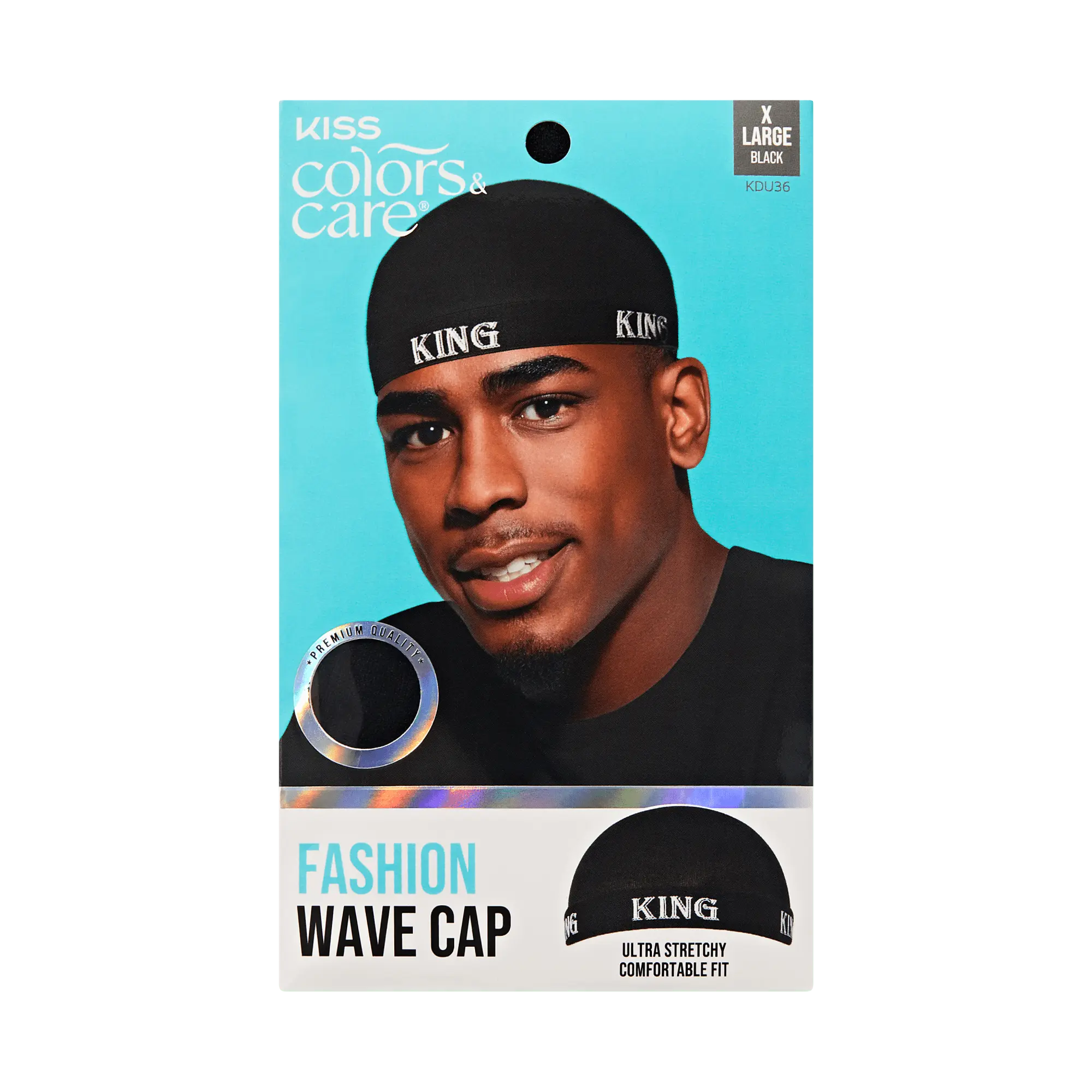 Kiss Colors & Care Premium Fashion Wave Cap - Black | Wave Cap, Double Compression, One Size, Hair Accessories