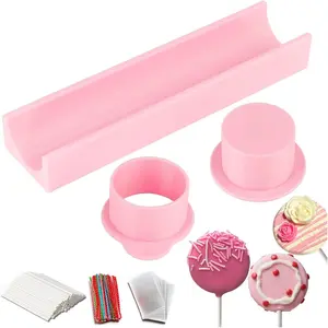 Cakesicle Mold Kit with Easy Push Plunger, Includes 50 Paper Sticks/Twist Ties/Wrappers for Cake Pops, BPA-Free Cake Pop Maker for Birthday, Wedding, DIY Treats Baking Supplies Gift Set