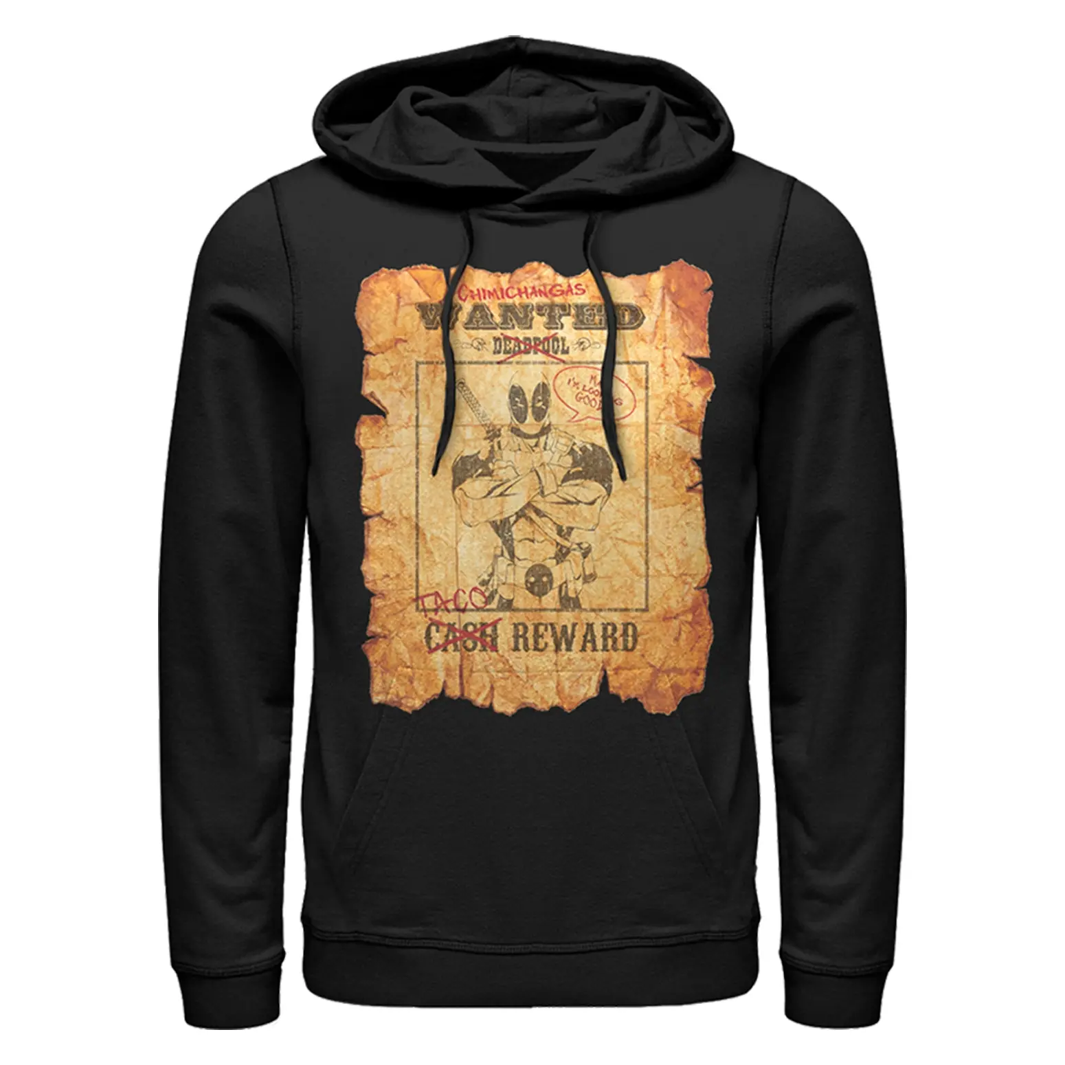 Men's Marvel Deadpool Wanted Poster Pull Over Hoodie