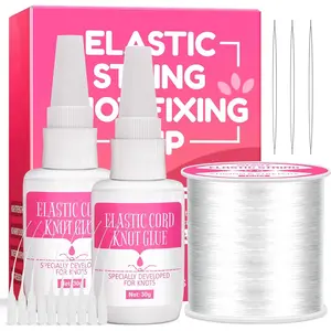 Bracelet String Glue to Keep Elastic String Stay Perfectly Tied for Clay Beads,  Glue with 0.8mm Elastic String for Bracelets, Bracelet Making Kit (30g*2).