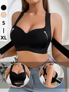 Women's Seamless Jelly Bra, Front Buckle No Underwire Design, Wireless Underwear Bras, Full Coverage Solid Color, Comfortable, Smooth and Stylish Everyday Wear