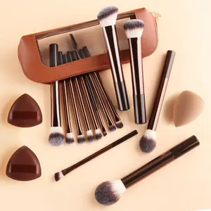 13-Piece Makeup Brush Set, Makeup Brushes Kit, Includes 2 Puffies, Beauty Blender, Storage Bag, Soft Bristles, Travel Friendly, Perfect Gift