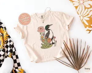Loon Bird Nature Graphic Tee Comfort Colors Boxy Shirt Lake Wildlife Aesthetic