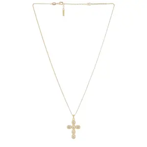 Natalie B Jewelry Cara Cross Necklace in Gold
