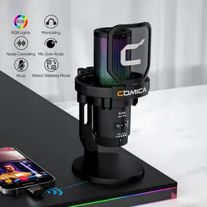 COMICA UNI/UNI PRO Wireless USB Gaming Microphone for PC Laptop Smartphone Noise Cancellation Condenser Mic with RGB Lights, Mute, Gain for Streaming, Recording, Podcast, Chat, Twitch, YouTube, Discord, Computer, PS5, PS4, Gamer