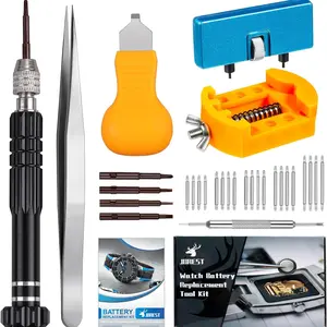 JOREST Watch Battery Replacement Kit, Watch Repair Screwdriver, Watch Band Replacement tool, Watch Wrench Back Remover, Watch Case Opener, Watch Back Remover Holder, Spring bar, Tweezers