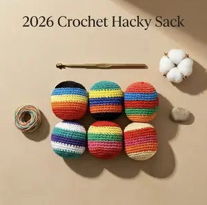 2026 Crochet Hacky Sack Hand-Made Knitted Foot Bag for Adults Beginners Juggling Balls Multicolored Geometric Pattern Assorted PCS  footbag