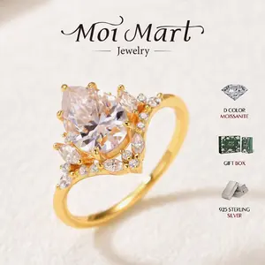 Elegant Vintage Crown Ring for Women, 2Ct Pear-Shaped Synthetic Moissanite Engagement Solitaire Ring Gemstone Wedding Ring, S925 Sterling Silver Engagement Jewelry gift