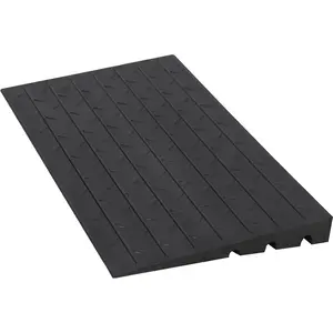 3Inch Rise Rubber Threshold Ramp, 3 Channels Cord Cover Portable Anti-Slip Wheelchair Ramp, Angled Entry 2500LBS Weight Capacity, Rubber Curb Ramp for Wheelchairs Doorways Stairs Home