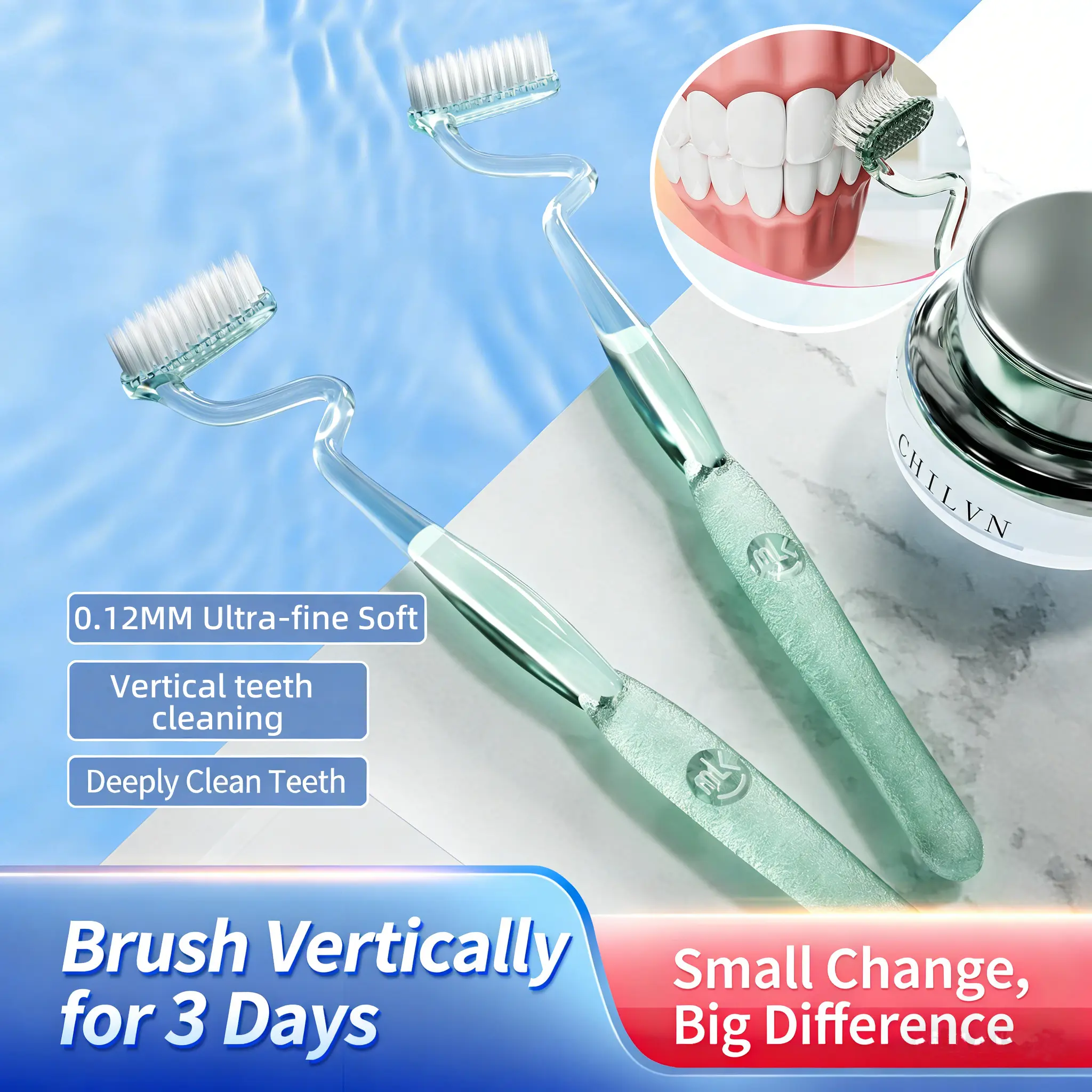 Adult Unscented S-Shaped Guided Vertical Toothbrush - Ultra-Soft Bristles, Rounded Tips, Deep Cleaning, Teeth Whitening Support, Single Unit (Soft Bristles Toothbrushes for Oral Care)