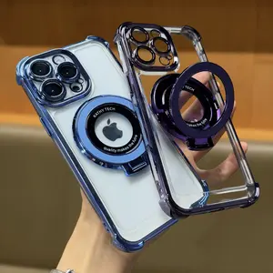 For iPhone 11 12 13 14 15 16 Pro Max Plus X XS XR XSMAX iPhone Case Ring Stand Case Plating Clear TPU Case for Phone CaseHigh Quality Clear Case Phone Protective Cover
