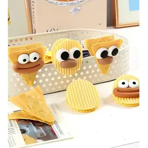 Set of 6 assorted cute cartoon potato chip-shaped plastic clips, reusable for kitchen storage bags, snack bags, and more; potato chip bag clips.