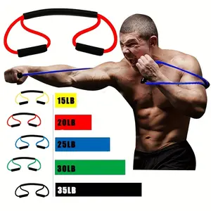 Use rubber resistance belt for figure-eight boxing tension belt training: Fitness Training Band outdoor fitness for men and women, karate, boxing, yoga and pilates training!