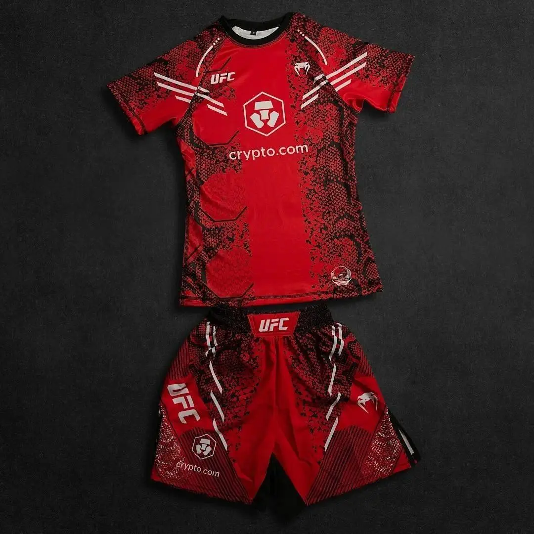 UFC New Octagonal Cage Fighting Night Men's and Children's MMA Loose Breathable Speed Drying Boxing Training Sports Set
