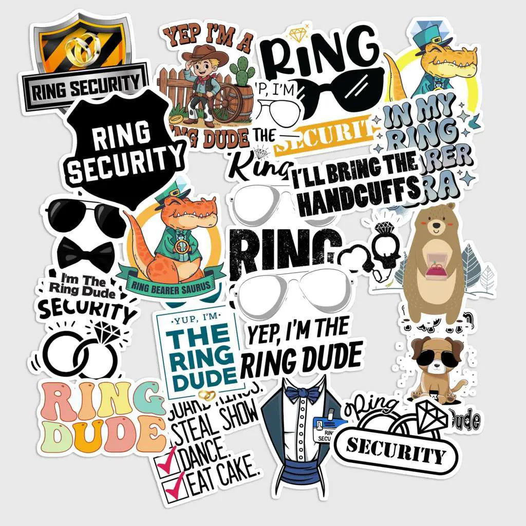 Sticker Pack 20 pcs Ring Bearer Stickers, Wedding Role Vinyl Decals ...