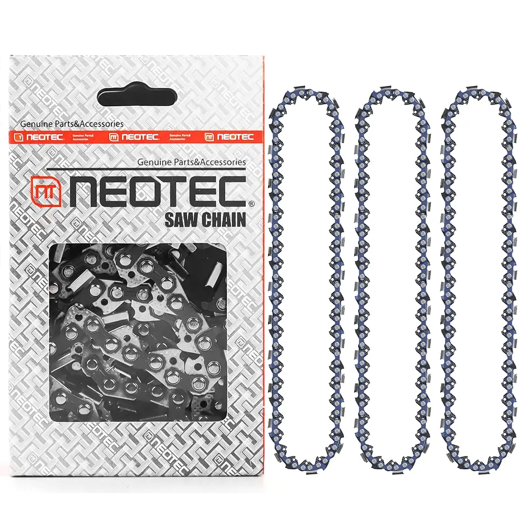 NEOTEC 10-Inch Chainsaw Chain 3-Pack - 3/8"-Low Profile Pitch, 0.050"-Gauge, 40DL, Guarded Drive Links, Hardened Rivets, Smooth Operation - Replacement for Sun Joe, Greenworks S40, Remington, Craftsman 106821a Chainsaws