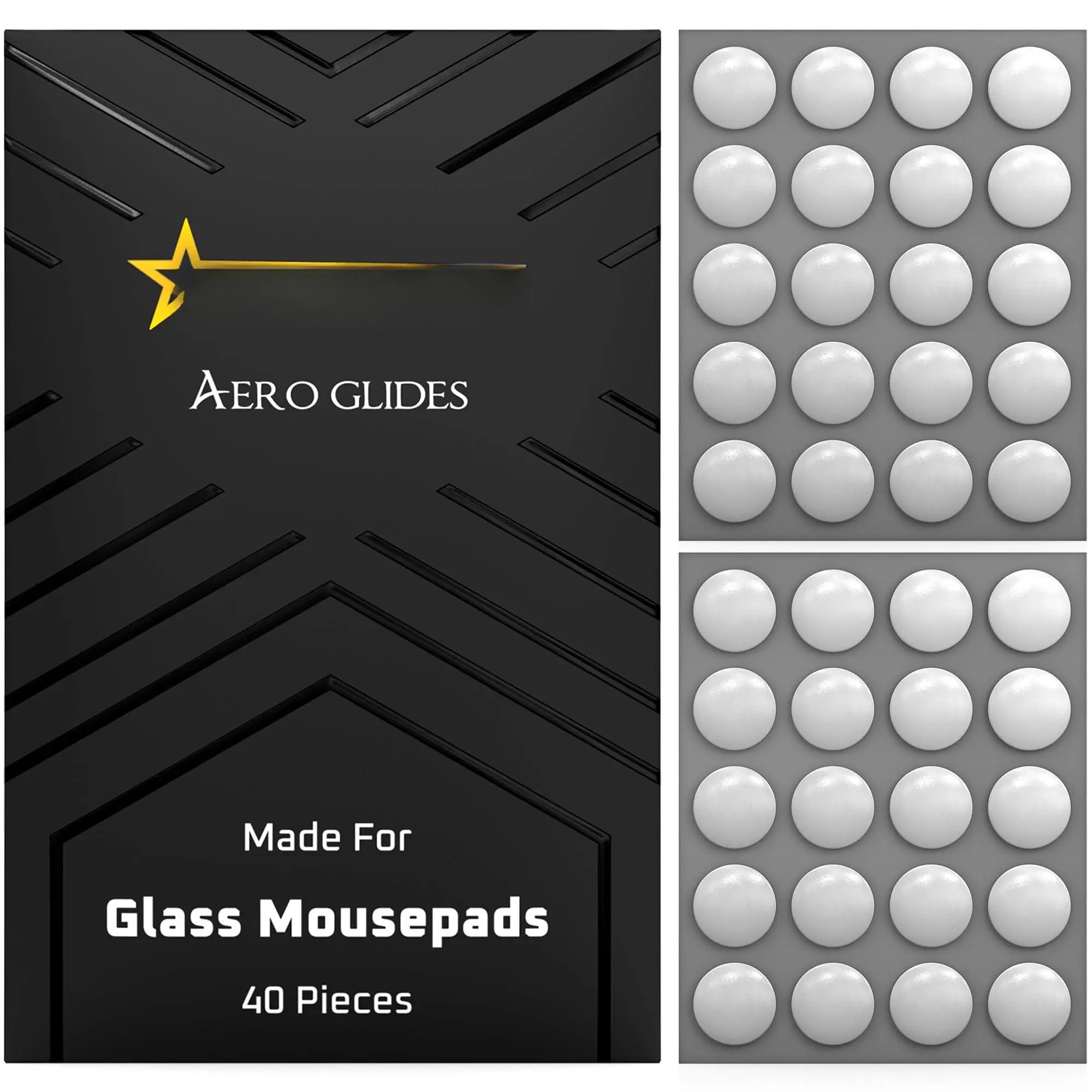 Aero Glides | 40 Dot Mouse Skates For Glass Mousepad High-density Ptfe Rounded And Polished Quiet Use