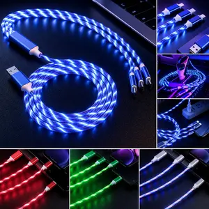 3-in-1 LED Fast Charging Cable Adapter, Mobile Phone Charger Cord for iPhone, Micro USB, Type C Devices