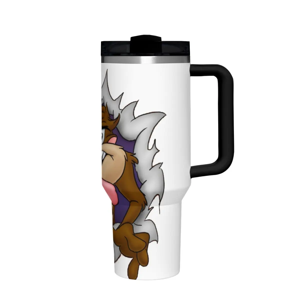 Looney Tunes Tasmanian Devil Taz 40 Oz Tumbler Large Capacity Handle Car Cup With Handle And Straw Double Wall Stainless Steel Sublimation Tumbler With Handle Leakproof,Bpa-Free,Keep Cold Hours