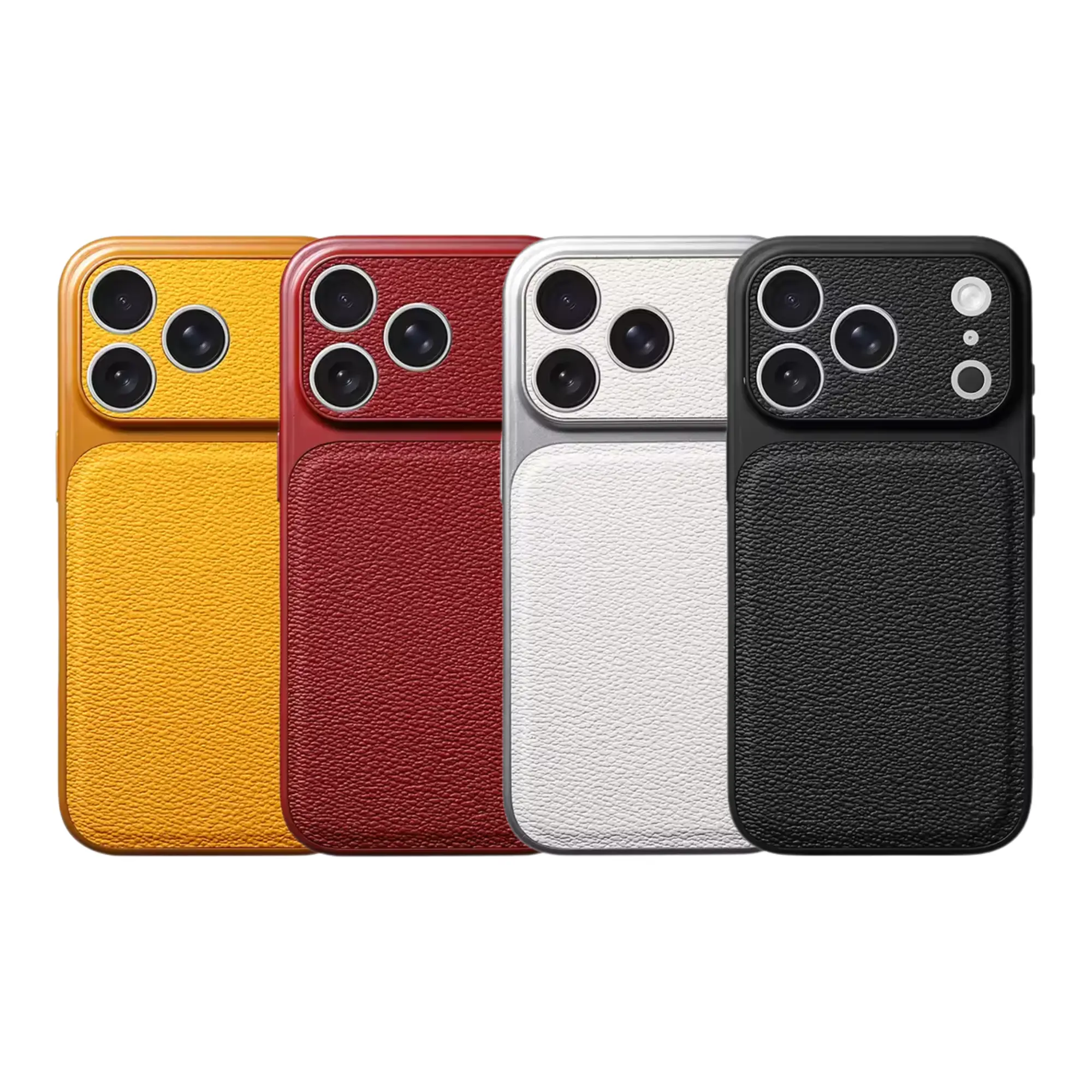 UPTECH 1 Soft Grain Leather Phone Case – Full Camera Protection, Slim Protective Cover, Shockproof, Anti-Scratch, Soft Grip for iPhone 14, 15, 16 & 17 Series – Black Yellow Red White
