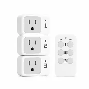 TESSAN Wireless Remote Control Outlet, Indoor Plug-in ON/Off Switch with 3 Grounded Outlets and 1 Remote, 100 ft Range for Lamps, String Lights, Fans, and Small Home Appliances