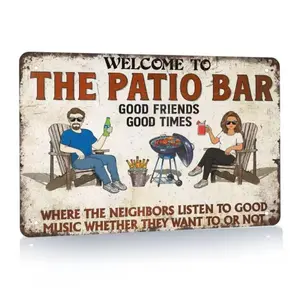 Welcome To The Patio Bar, Classic Metal Sign, Vintage Garage Signs, Garden & Patio Decoration, Garden Sculptures & Statues, Home Decor