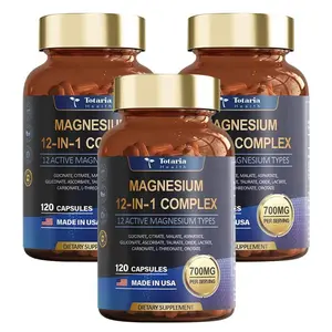 2 bottle-Totaria 12-in-1 Magnesium Complex 700mg - 12 Active Magnesium Types, Vegan Capsules for Muscle, Heart, and Relaxation Support - Healthcare