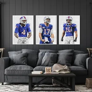 James Cook & Josh Allen & Khalil Shakir 3-Piece Unframed NFL Poster Luxury Sports Wall Decor Cozy Home Vibe Makeover Gift for Gridiron Lovers-#NFLDecorTrends#HomeDecorTrends#ViralSportsDecor#GridironHomeVibes#TrendyFootballArt