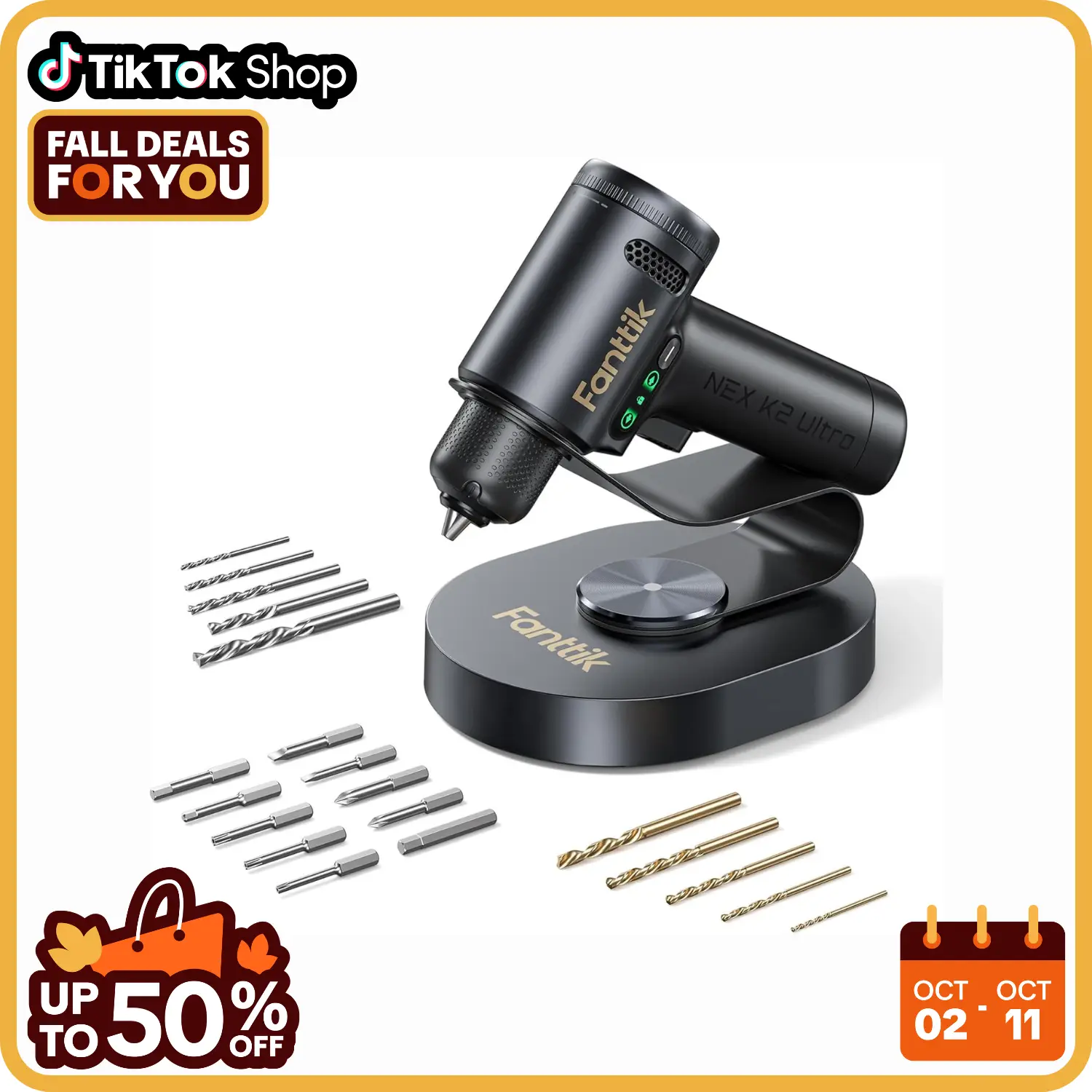 Fanttik K2 Ultra 7.4V /K2 Nano 3.7V Power Drill, Cordless Drill/Driver, 3/8'' Keyless Chuck, Max. 30 N.m, Max. 1250 RPM, TapSwitch Gear Change, 2.5AH