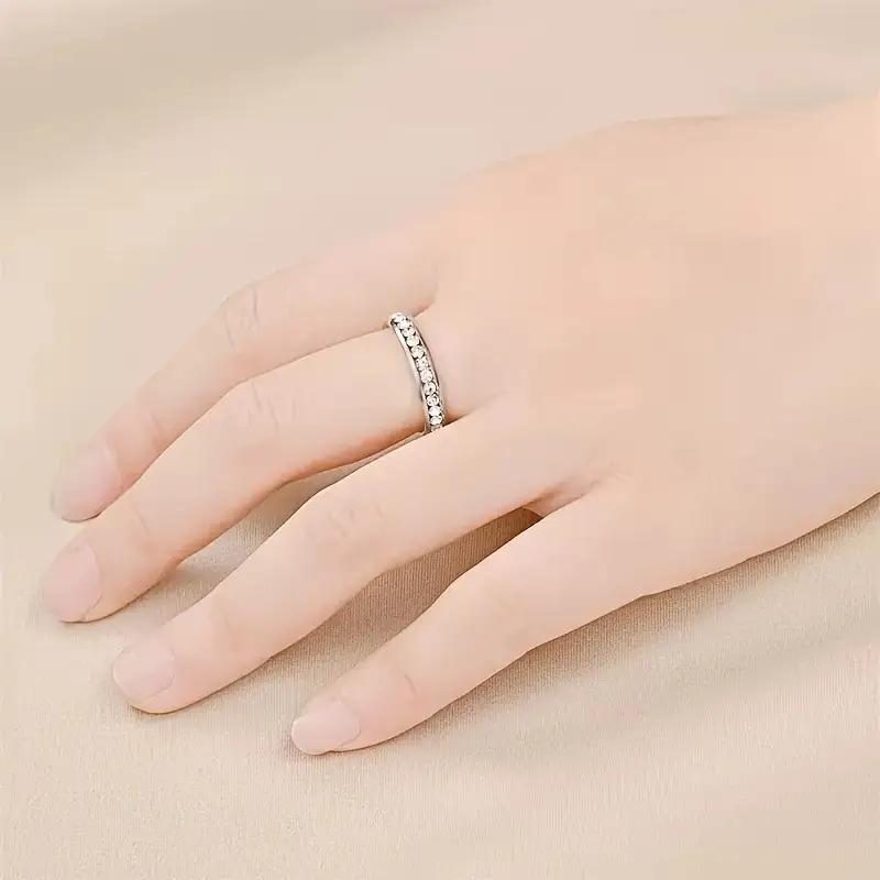 5-Piece Women's Wedding/Engagement Ring Set in Hypoallergenic Titanium Steel with Bohemian Style Round-Cut Zirconia Inlays & Tarnish-Resistant Platinum Plating for Everyday Wear