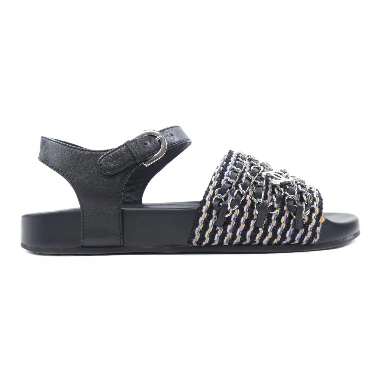 Pre-owned CHANEL Tweed Small Leather Goods G31764X47765 Sandals