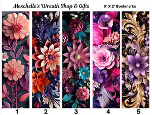 Floral Theme 3D Purple Flower Bookmarks - 2x6 in, Glossy Finish, Unique Literature & Art Accessory for Book Readers, Ideal Gift for Teachers
