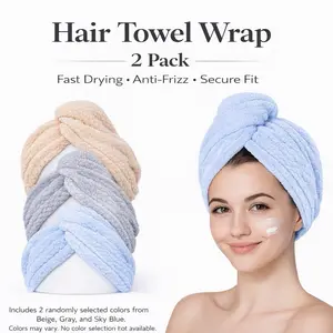 2 pack Hair Drying Towel Soft Absorbent Microfiber Waffle Texture Turban for Wet Hair Quick Dry Anti Frizz Secure Fit Large Towel Set wrap micro fiber