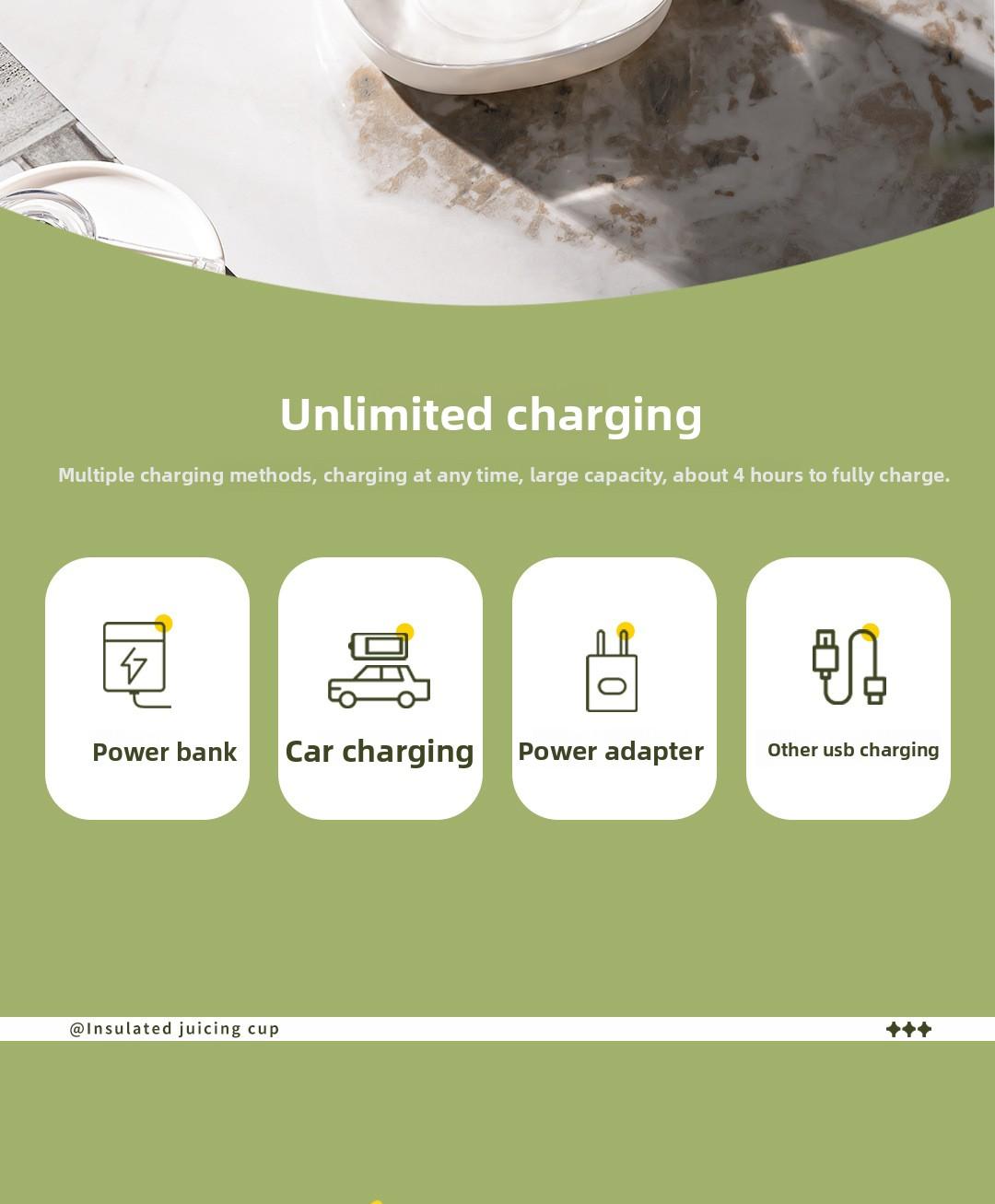 CEool Portable Blender, Cordless Personal Juicer Cup, Multifunctional Fruit & Ice Crushing Blender for Home and Travel