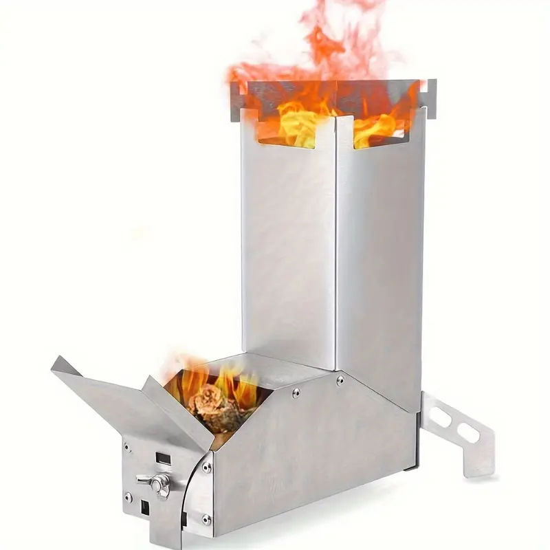 Camp Kitchen Outdoor L-shaped Rocket Wood Stove