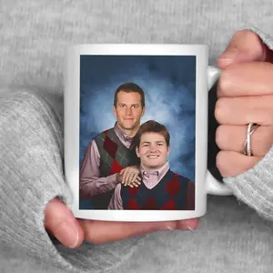 Tom Brady Drake Maye Step Brothers Football Mug, Step Brothers Football Mug, New England Football Mug