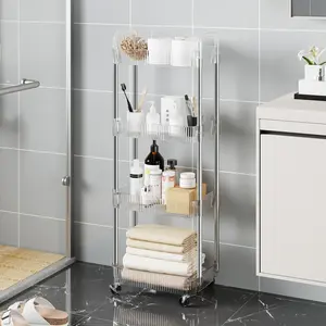 UDEAR 4 Tier Mobile Rolling Utility Cart with Handle, Multifunctional  Metal Organiser Racks for Kitchen, Office, Bathroom, Laundry, and Makeup