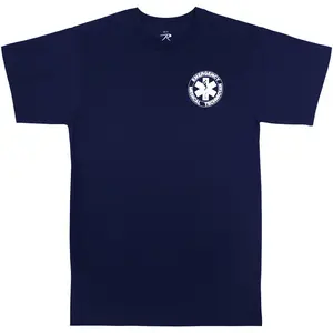 Navy Blue - EMT Double Sided T-Shirt, Poly/Cotton, Public Safety Logo