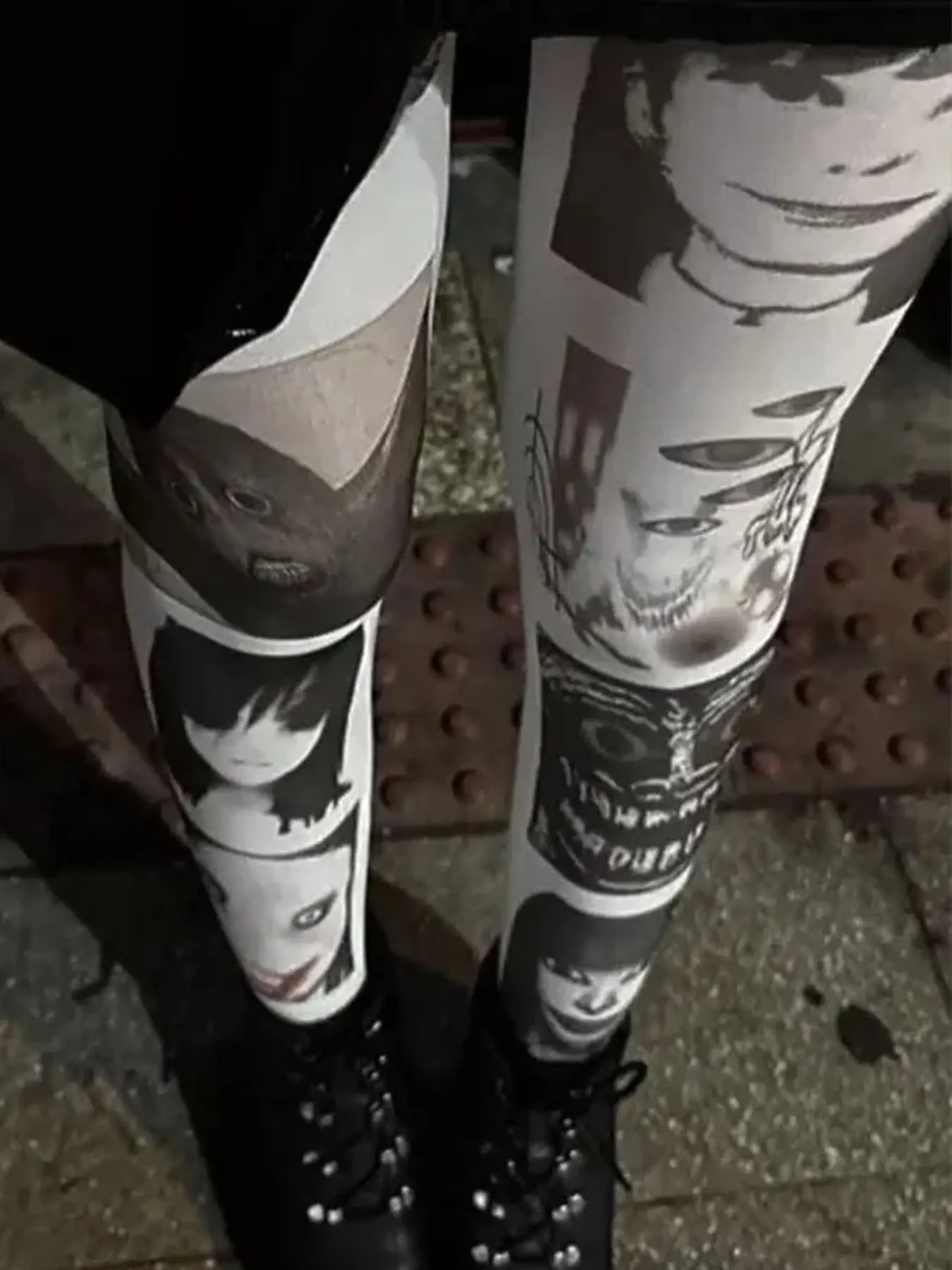 Gothic style stockings Y2K women's casual pantyhose white fashionable jumpsuit punk Harajuku sexy tight fitting pantyhose Gothic printed pattern beautiful gift Clothing Womenswear