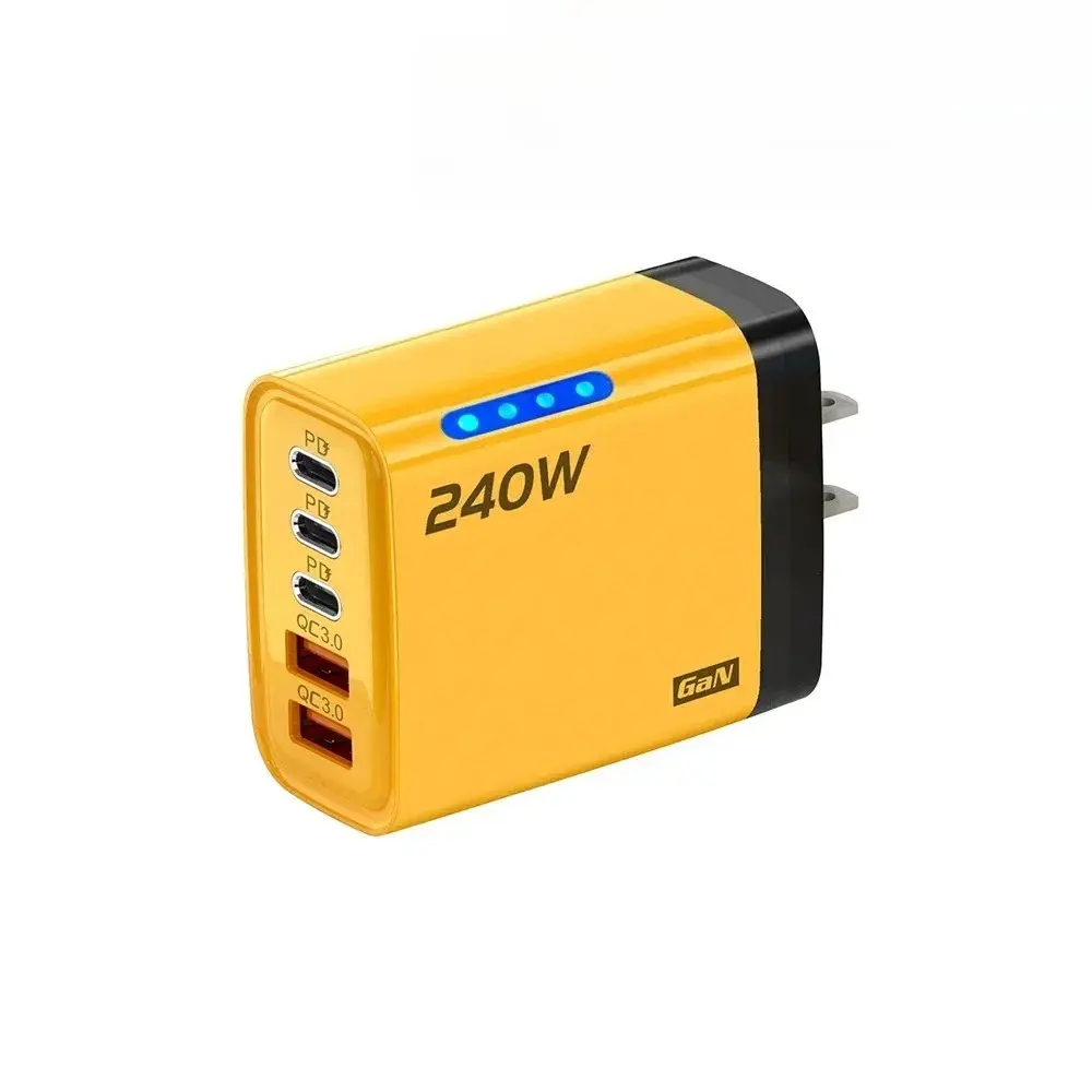 240W 5 in 1 USB C GaN Desktop Charger Fast Charge Phone charging Adapter 10A Type C Cable US Plug Charger USB-C Wall Adapter