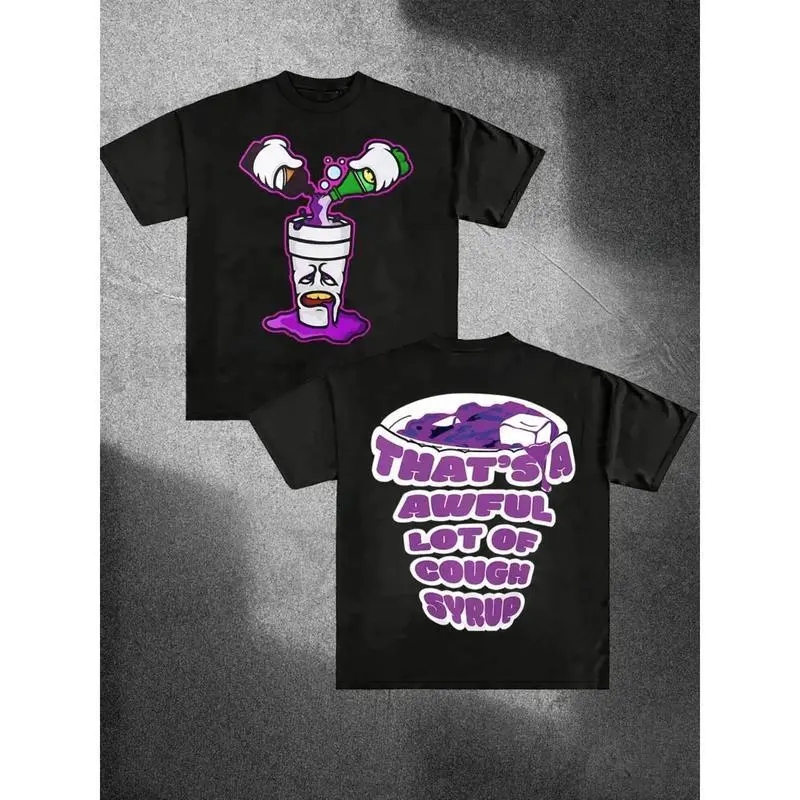 THAT'S A AWFUL LOT OF COUGH SYRUP Double-Sided Printing Men'S 100% Pure Cotton T-Shirt, a Comfortable, Casual, Versatile, And Fashionable Round Neck Short Sleeved Essential for Men, Can Be Used As a Gift- Printed And Shipped in The USA SM01 graphic tees