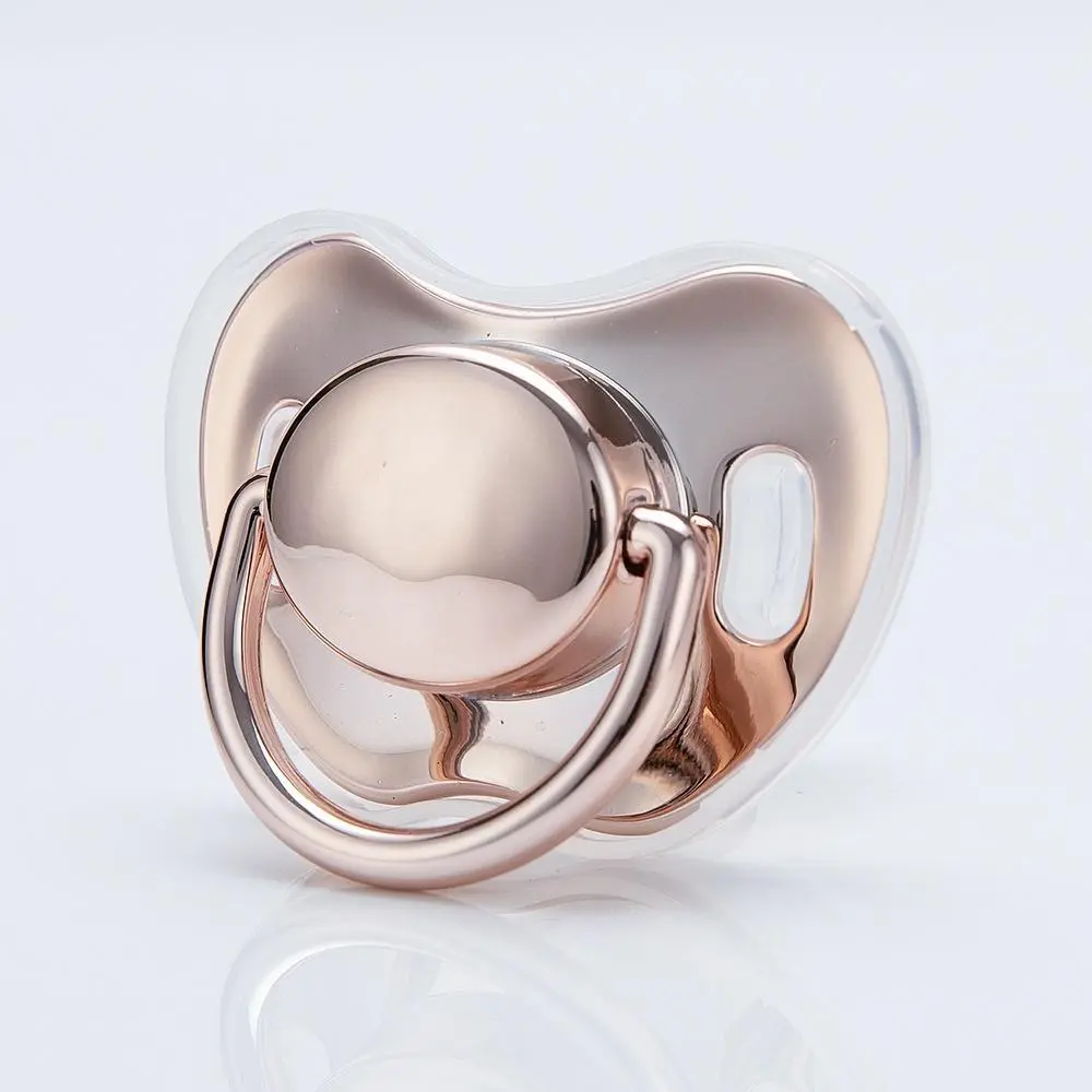 MIYOCAR 2pcs Baby Pacifier with Bling Metallic Gold Silver Color Luxurious Pacifiers Ideal Gift for New Born Baby and Baby Shower ninni pacifier
