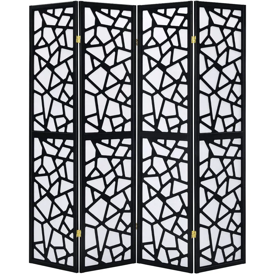 3 or 4 Panel Room Divider with Mosaic Cuts Black Color