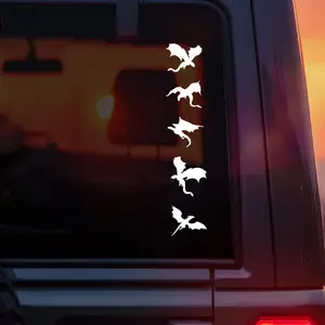 Vertical Flying Dragons Vinyl Car Decal – Fantasy and Romantasy Sticker for BookTok Readers, Fourth Wing Fans, Dragon Lovers, and Rebecca Yarros Girlies – Waterproof Bookish Decal for Cars, Laptops, Windows, and Magical Accessories