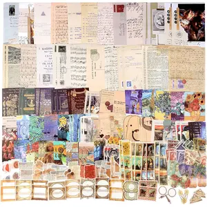 200pcs Vintage Junk Journal Supplies Scrapbooking Paper and Stickers Ephemera for Art Aesthetic Journaling Kit Collage