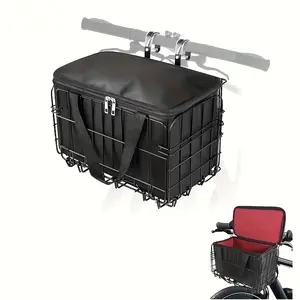 Collapsible 2pcs Bike Basket Set Removable Liner Bag Large Capacity Storage Solution Universal Fit for Bicycle Scooter Electric Vehicle Cycling Essential Add-On Perfect for Commuters & Outdoor Adventure Enthusiasts