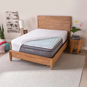 GhostBed Quilted Memory Foam Mattress Topper - Cooling Gel Infused, Waterproof Protector, Breathable Elastic Bed Cover, Cooling Sleep, Targeted Zones, Breathable Bed Mattress, Quilted Mattress Topper