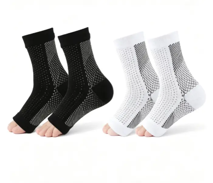 4Pair Short Compression Socks,Good Elasticity,Breathable,Sweat Wicking Fabric,Open Toe Structure,Comfortable,for Various Shoe Types Outdoor Sports and Daily Life Use