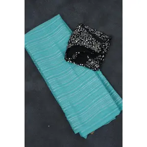 Glamorous Black Georgette Saree with Silver Zari Lines